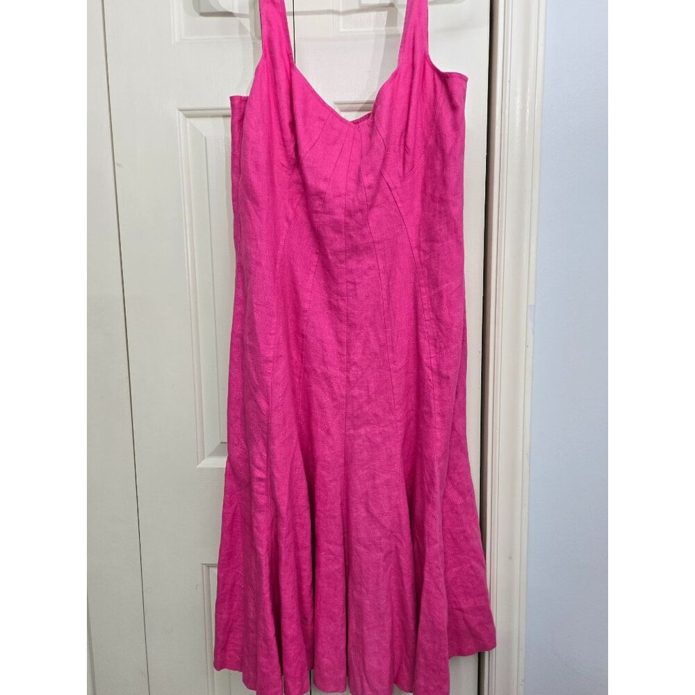 Lauren Ralph Lauren Pink Linen Sleeveless Flare Dress Size 6 With Back Zipper Cl